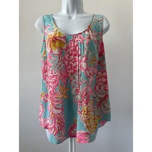 Lilly Pulitzer Women's Sz: M Sleeveless 100% Silk Floral Print Tank (b59)